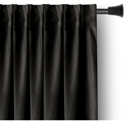 Záves AmeliaHome Velvet s multifunkčnou páskou čierny, veľkosť 140x270