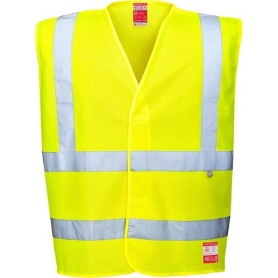 Portwest hi-vis bizflame work fr71 / Огнеупорна светлоотразителна жилетка, антистатична - hv жълта s/m (fr71yers/m)