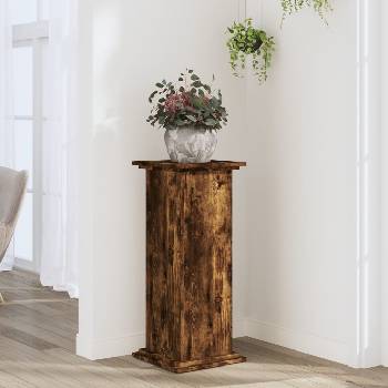 vidaXL Поставка за растения, опушен дъб, 33x33x80 см, инженерно дърво (852973)