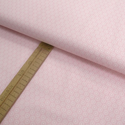 Bavlněné plátno - Kvítky - kolečka světle růžová - šíře 150cm