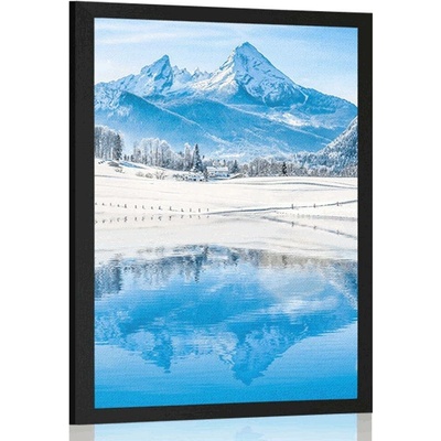 Plakát zasněžená krajina v Alpách - 20x30 black