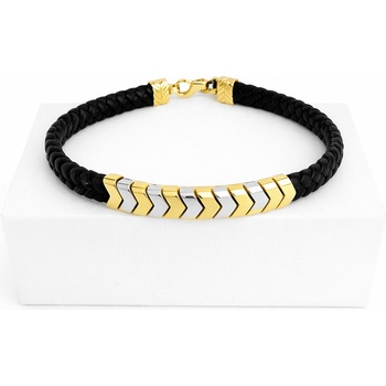 Мъжка златна гривна с кожа 6.84гр