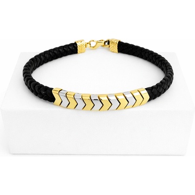 Мъжка златна гривна с кожа 6.84гр