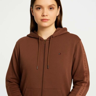 Tommy Hilfiger mikina UW0UW03900 Hnědá Relaxed Fit
