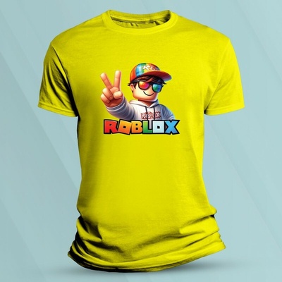Sandratex dětské tričko s potiskem Roblox hráč Žlutá