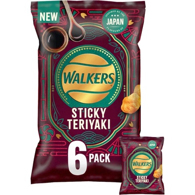 Walkers bramborové chipsy s příchutí Teriyaki omáčky 6 x 25 g