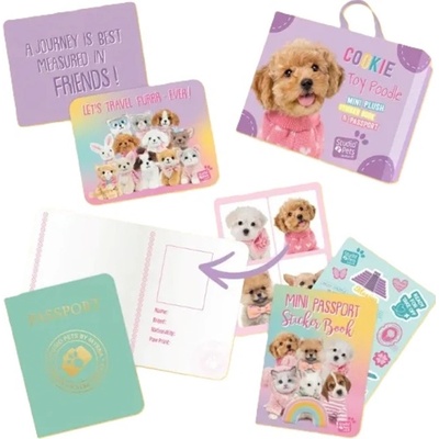 Studio Pets Плюшена играчка Studio Pets - Пудел, Бисквитка с куфарче, паспорт и стикери, 8 cm (6523)