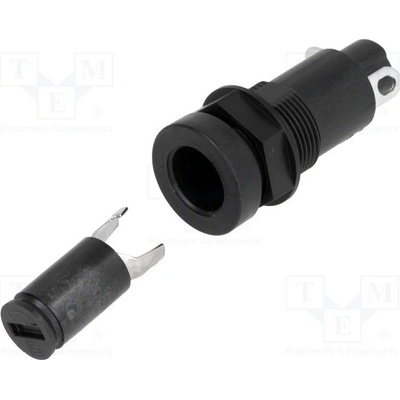 SCHURTER 0031.1081 Zásuvka; 5x20mm; 10A; 250VAC; FEF; na panel; černá; UL94V-0; IP40