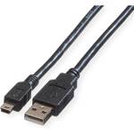 Roline Кабел USB 2.0 A - Mini USB (5pin), 0, 8 m, черен 11.02. 8708-10 (11.02.8708-10)