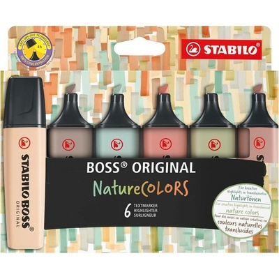 Stabilo Boss Original NatureCOLORS EO70/6-2-2 6 ks sada béžová teplá šedá zemitá zelená bahenní zelená siena umbra