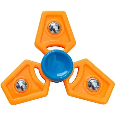 Fidget Spinner trojramenný antistresový spinner s kovovými závažími oranžovo modrý