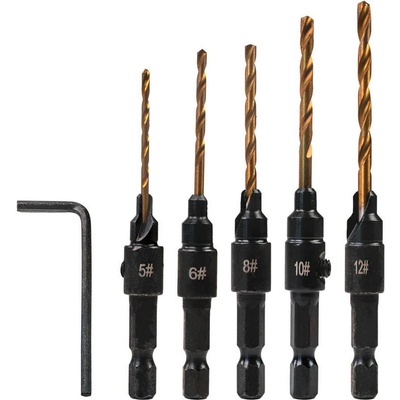 Raider Комплектът свредла с фрезенк за дърво Raider Power Tools 157116 - 1/4, Ø 5, 6, 8, 10, 12 mm, 5 броя (157116)