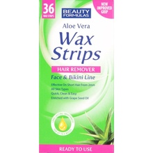 Beauty Formulas Aloe Vera Wax Strips depilační pásky na obličej a oblast bikin 36 ks