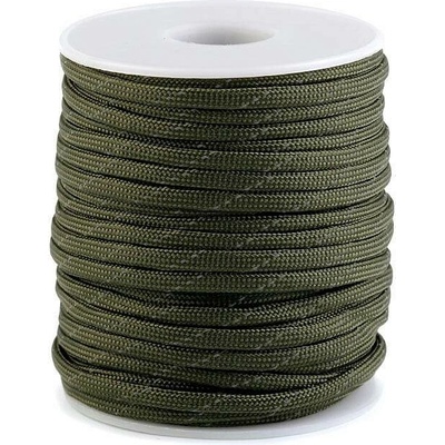 Padáková šňůra Ø4 mm s reflexní nití Varianta: 3 zelená khaki, Balení: 25 m