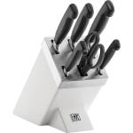 ZWILLING Комплект ножове с блок FOUR STAR, комплект от 7 бр. , самозаточващ се, бял, Zwilling (ZW351482070)