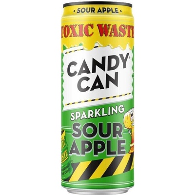 Candy Can Toxic Waste sycená limonáda s cukry a sladidly kyselého jablka 330 ml