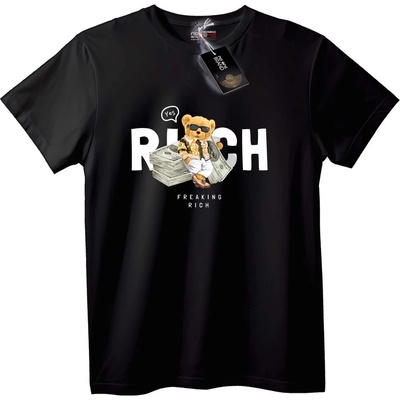 NOONEBRAND Тениска Луда Богата Мечка - 2XL, Black
