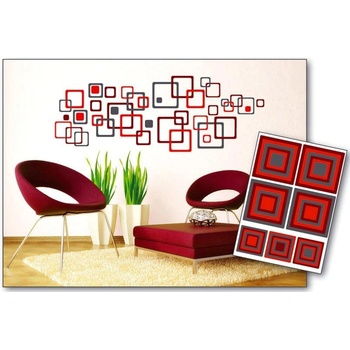 Dimex ST1 020 Samolepicí dekorace na zeď Červené čtverce Red Squares rozměry 50 x 70 cm