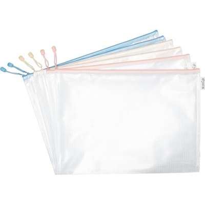 Obálka se zipem djois, A3, PVC, mix pastelových barev, 6 ks