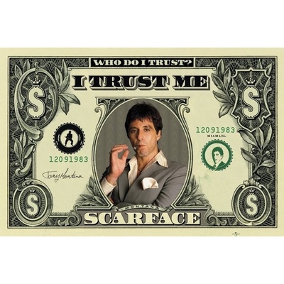 Plagát, Obraz - SCARFACE - dollar, 91.5 × 61 cm