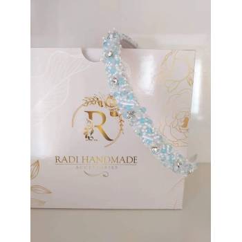Image 1 of Radi handmade Стилна диадема със светло сини кристали и мъниста (335)