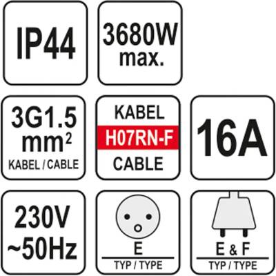 YATO Predlžovací kábel Yato YT-81162 20m, 3 zásuvky
