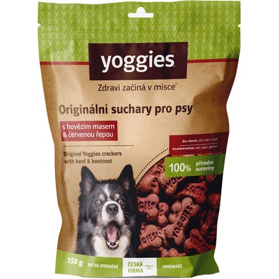 Yoggies bezlepkové sucháre pre psov s hovädzím mäsom a cviklou 150 g