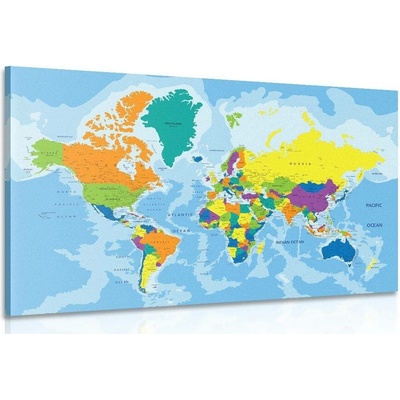 Obraz barevná mapa světa - 60x40