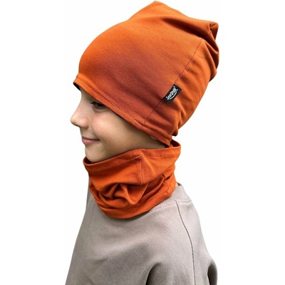 Jožánek Detská čiapka bavlnená, obojstranná, čierna škoricová