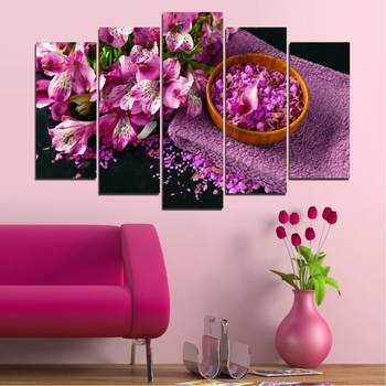 Vivid Home Декоративни панели Vivid Home от 5 части, Цветя, PVC, 160x100 см, Стандартна форма №0565