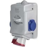SCAME Промишлен комбиниран контакт 3P+Е 16A+2х шуко и ключ 0/I IP54 серия Optima Combi - 513.1656-2DNS (513.1656-2DNS)