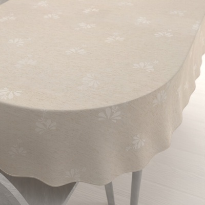Biante Teflonový oválný ubrus TF-076 Květinový ornament na režném 140x160 cm