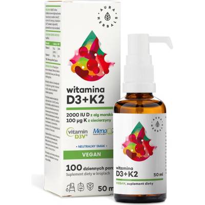 Aura Herbals Витамин D3 + K2 (веган формула) 50 ml капки | Aura Herbals (613406 AH)