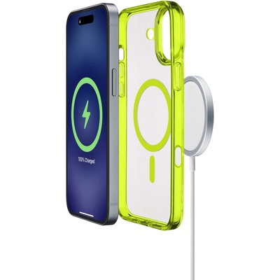Калъф Cellularline - Iconic Mag, iPhone 16, MagSafe, Lime (ICONICMAGIPH16L)