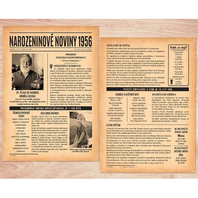 Narozeninové noviny 1956 – dvoustranné nebo jednostranné – Zboží Mobilmania