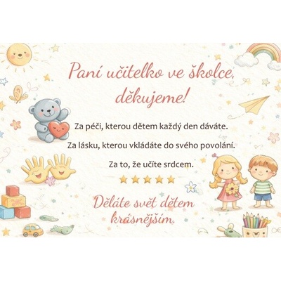 Průkaz pro paní učitelku - školka
