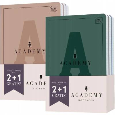 Sada sešitů A5/60 Čtvereček 3 Kusy Mix Barev Academy Interdruk