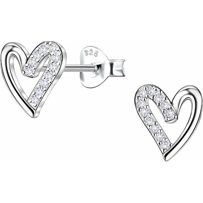 Nefertitis 37439 Stříbrné náušnice pecky se zirkony ZIRCON HEART NF64780 8 mm, 0,99 g