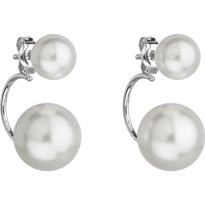 Pavona náušnice dvojité s krystaly Swarovski bílé kulaté 31177.1