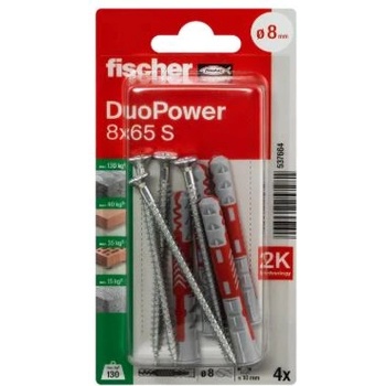 Image 1 of FISHER ДЮБЕЛ fischer 537664 duopower ф8х65мм С ВИНТ 4бр (537664)