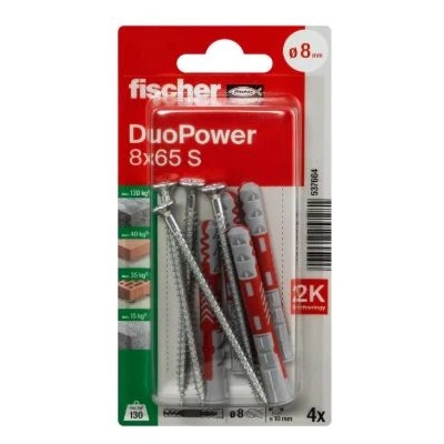 FISHER ДЮБЕЛ fischer 537664 duopower ф8х65мм С ВИНТ 4бр (537664)