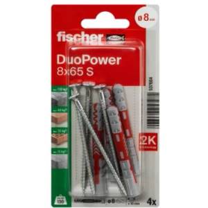 FISHER ДЮБЕЛ fischer 537664 duopower ф8х65мм С ВИНТ 4бр (537664)