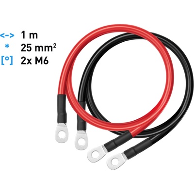 Kabel 25mm2 1m 2x očko M6 - pár