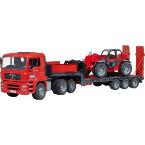 BRUDER Bruder MAN TGA MLT 633 модел влекача с платформа и багер (02774)