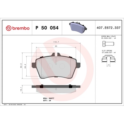 Sada brzdových platničiek, vždy 4 kusy v sade BREMBO P 50 054 (P50054)