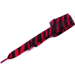 Tobby zebra / Детски плоски еластични връзки за обувки - червено/черно 95 см (040618)