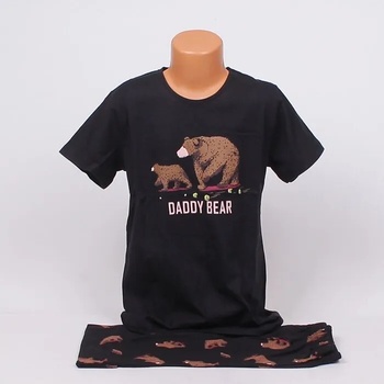 Image 1 of Детска памучна пижама в черен цвят с мечки и надпис