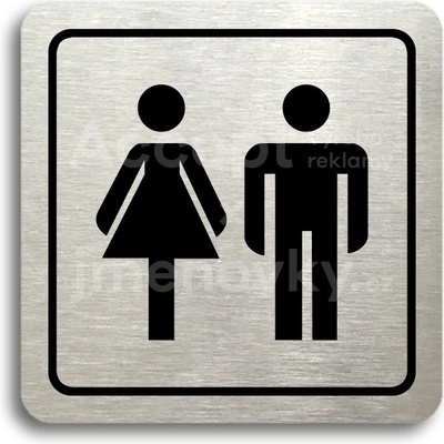 ACCEPT Piktogram WC ženy, muži - stříbrná tabulka - černý tisk