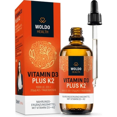 WoldoHealth Vitamíny D3 + K2 MK7 v MCT oleji 1800 kvapiek 50 ml