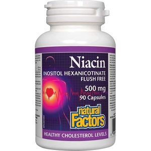 Natural Factors Niacin Inositol Hexanicotinate, 90 капсули, Natural Factors